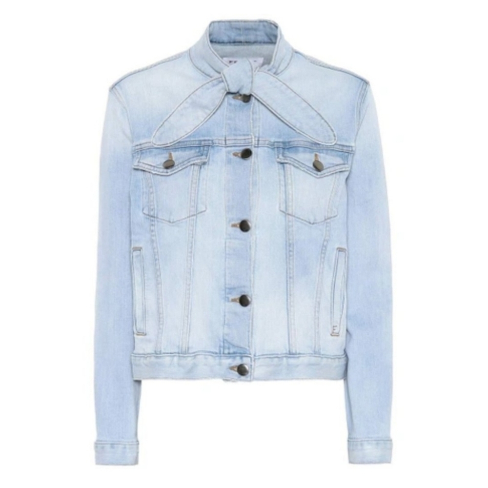FRAME // le tie neck button front slim fit soft stretch denim jacket littleton - Picture 9 of 16